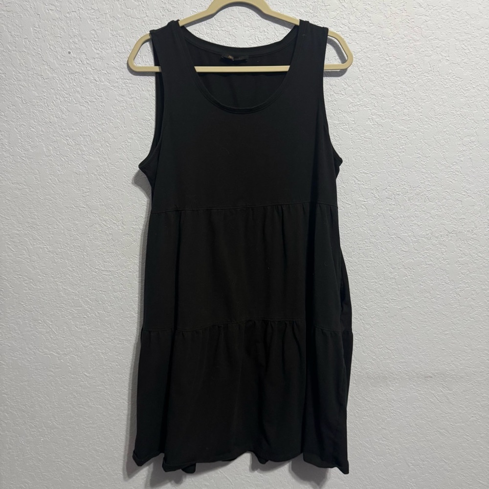 Frye Black Sleeveless Tiered Knit Dress Measure As A Size Large